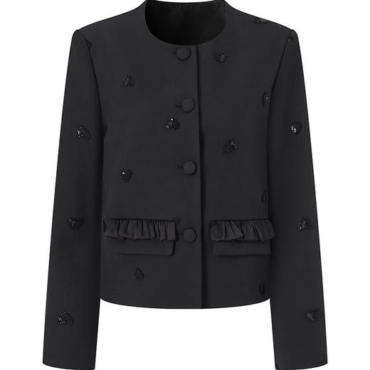 「高货wl」全新升级【铂金会员330/天猫439/差价109】(61342)(61342)洛诗琳轻奢重工钉珠外套2025秋冬法式名媛小香风短款外套wl61342 商品图3