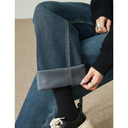 【奥粒绒-香蕉牛仔裤】逸阳冬新品加绒加厚抗寒保暖香蕉阔腿裤4037H 商品图11