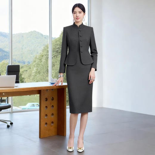 IWY/高级感灰色商务职业套装女两件套西装外套包臀裙西服连衣裙25CQ885 商品图3
