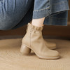 【预售5天】软羊皮粗跟厚底舒适短靴女秋冬新款圆头中跟百搭马丁靴LD&7458 商品缩略图0