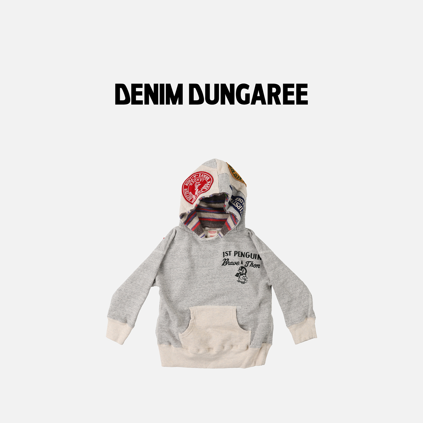 日本DD童装 DENIM DUNGAREE 企鹅 PENNIE 复古徽章派克帽衫卫衣