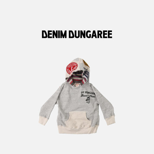 日本DD童装 DENIM DUNGAREE 企鹅 PENNIE 复古徽章派克帽衫卫衣 商品图0