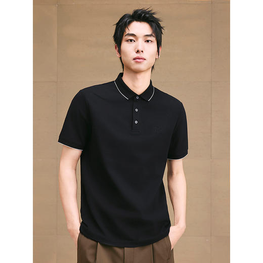 【凉感】GXG男装 后背花卉刺绣polo衫短袖商务休闲上衣 25夏新品 商品图3