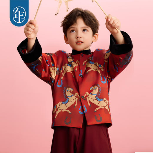 年衣童装儿童唐装冬季新品男女童中式国风加绒上衣跃马新程唐装 商品图4