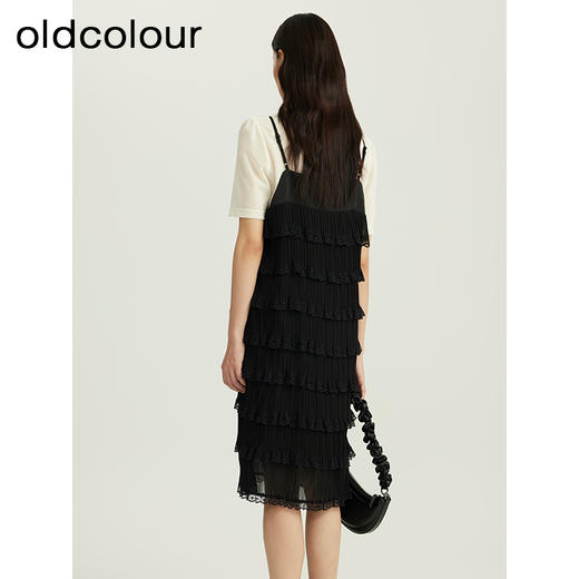 oldcolour夏季新品圆领黑白撞色时尚气质蛋糕裙套装女Q311005A1 商品图4