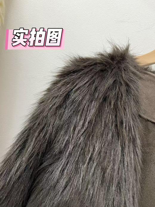 【环保皮草】P02简约长毛皮毛一体秋冬大衣外套-喜出 商品图3