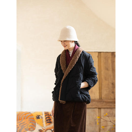 牧衣游原创 进口防水抗污95高蓬松红嘴雁绒短羽绒服保暖蓬松 纫冬 商品图0