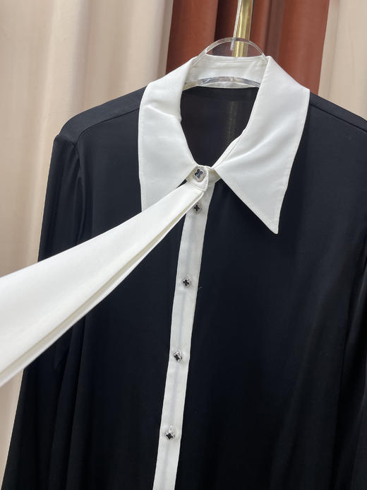 「断码清仓」黑白撞色尖领带装饰显瘦衬衫 L 码 ZFYY063 商品图1