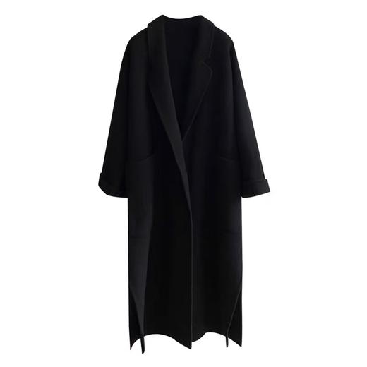 【轻奢双面尼】2524（100%羊毛）韩系简约腰带款侧开叉双面尼羊毛大衣-喜出 商品图2