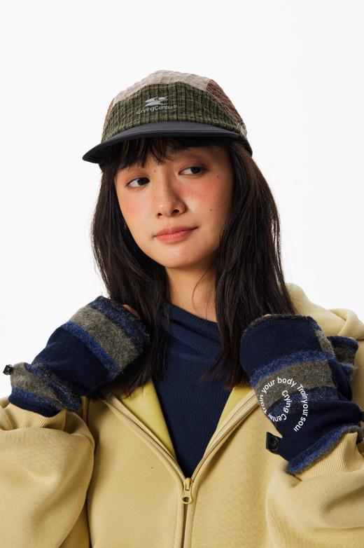 CryingCenter漩涡条纹抓绒针织户外徒步秋冬半指手套配饰哭喊中心 商品图4