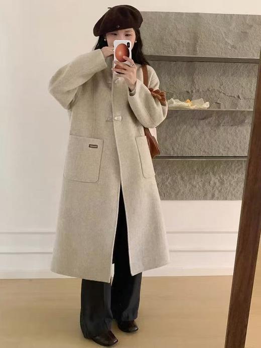   【轻奢双面尼】2522（100%澳洲超细羊毛）韩系牛角扣高级感双面尼羊毛大衣-喜出 商品图2