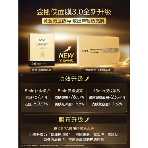 KANS 韩束黄金蜂窝肌肽紧致抚纹面膜25ml*5/盒  补水修护、弹嫩焕亮、淡纹紧致，细纹减少、泛红减少，一片全脸紧致，越敷越年轻 商品图1
