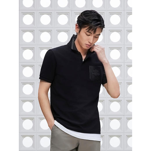 【凉感】GXG男装 PU口袋通勤撞色polo衫男士翻领短袖T恤 25夏新品 商品图4