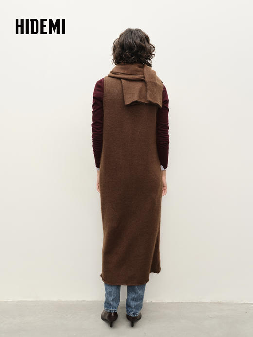 HIDEMI 深棕色浣熊毛厚款简约设计感三件套 商品图4