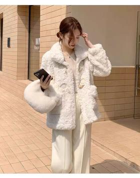 【环保皮草】P05牛角扣皮毛一体秋冬大衣外套-喜出