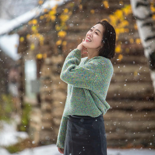 火桐hooton 浮翠流丹 7股花纱山羊绒圆领套头衫85669 商品图2