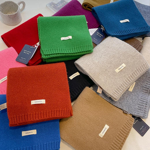 丁摩 纯羊毛围巾男女冬季高级感纯色情侣围巾新款保暖针织围脖5ZF-11105 商品图2