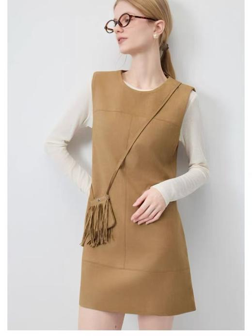 11.11最后促，不参与退货清仓处理！（赠送包包）5002麂皮绒圆领复古背心连衣裙-喜出 商品图1