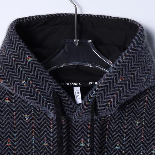 WY1289SDSA秋冬新款痞帅男装彩色刺绣绒毛波浪线设计抽绳连帽卫衣百搭 商品图2