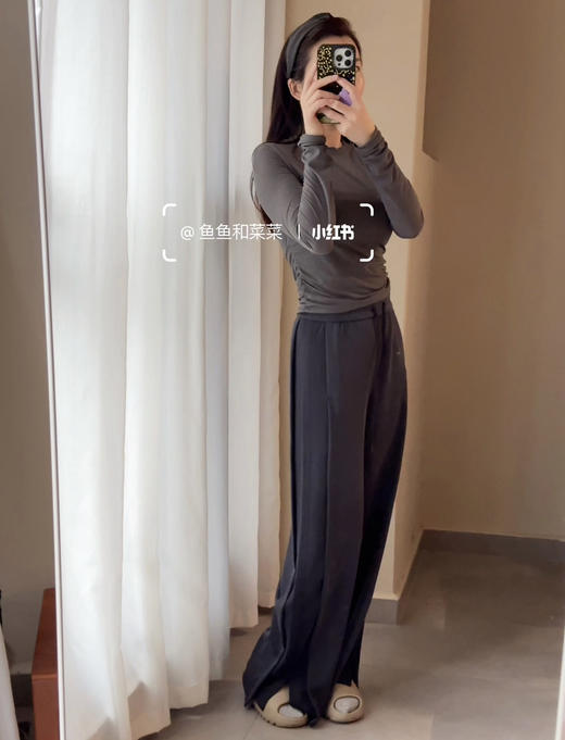 正品Lu家Contrast- Ribbed女士罗纹拼接阔腿裤050604 商品图2
