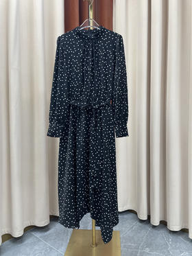 「断码清仓」复古波点立领收腰不规则长裙 L码 ZFYY055