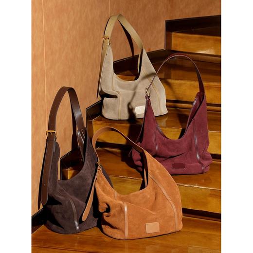 时尚磨砂牛皮单肩腋下包大容量斜挎包 商品图4