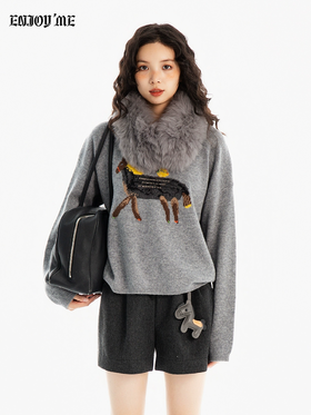 【门店同款】ENJOY冬季“游牧漫寻”小马刺绣针织上衣 167594461