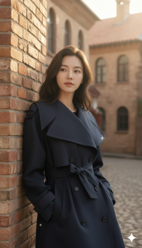 大翻驳领短款双排扣风衣外套