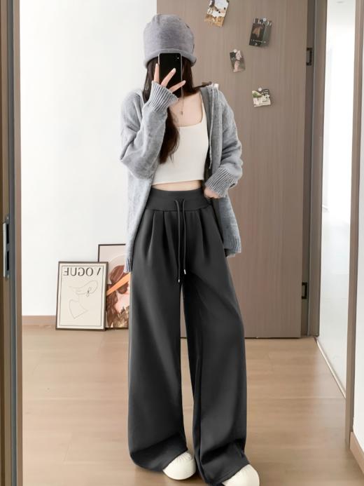 （常规款&加绒两款＋两种裤长任选）美式直筒卫裤 秋冬新款高腰宽松休闲拖地长裤垂感慵懒卫裤阔腿裤 商品图4