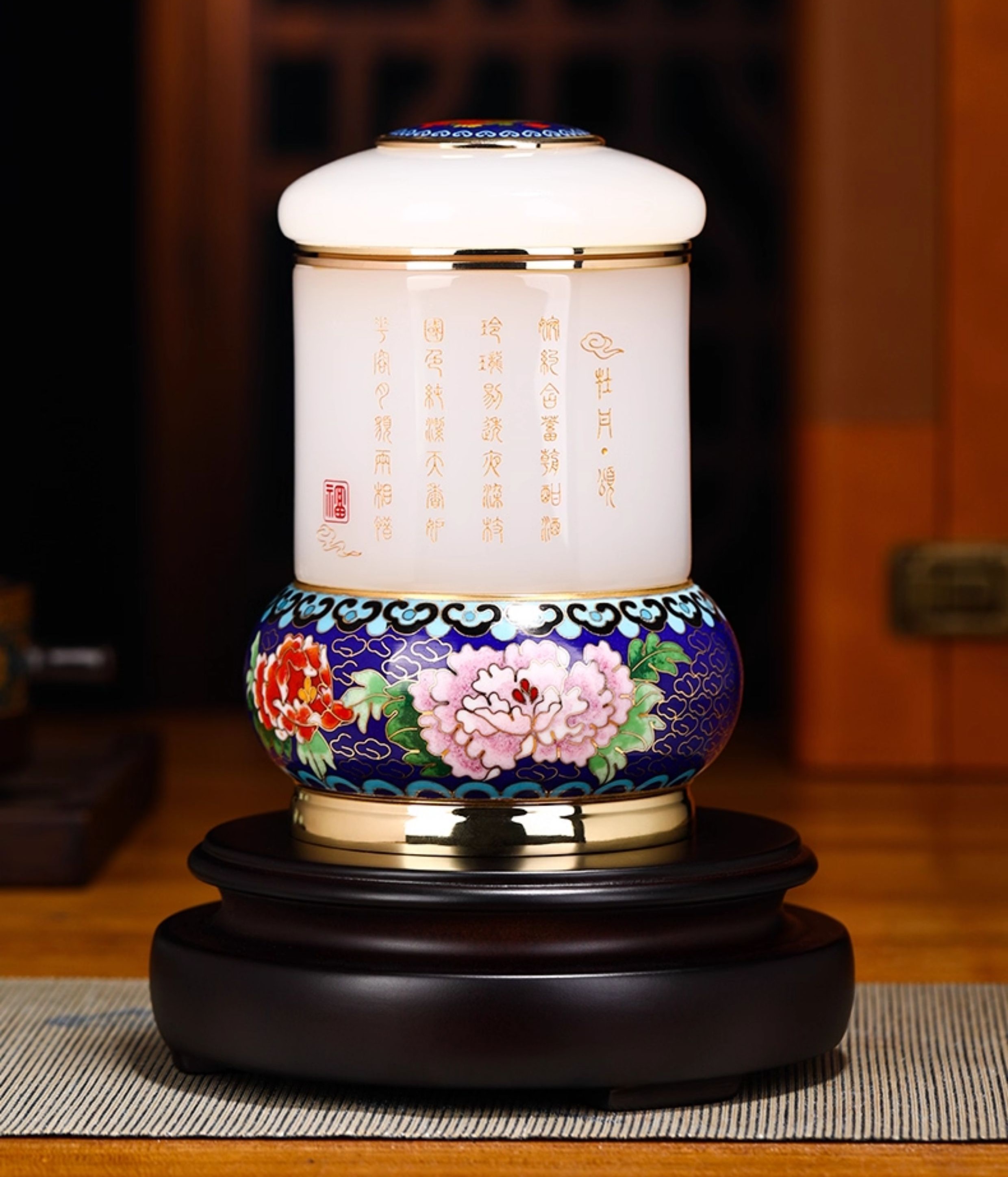 【彼达思】景泰蓝 富贵满堂茶叶罐 掐丝珐琅