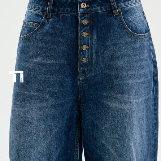 启世录TIWILLTANG“晕染界域”排扣牛仔裤 商品图2