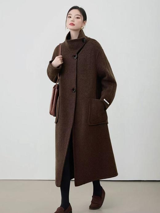 【轻奢双面尼】2529（100%羊毛）韩系赫本风斜扣双面尼大衣外套-喜出 商品图0