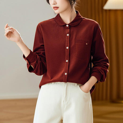 馥迦复古通勤纯棉磨毛衬衫 商品图3