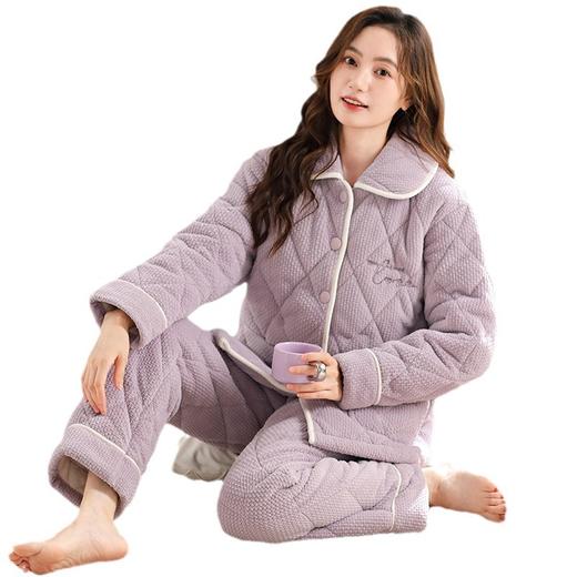 雀说 三层针织夹棉加厚加绒睡衣 商品图4