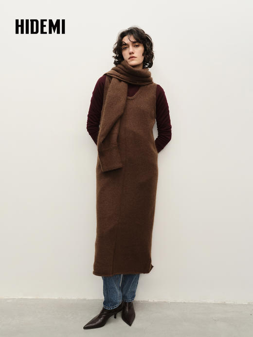 HIDEMI 深棕色浣熊毛厚款简约设计感三件套 商品图3