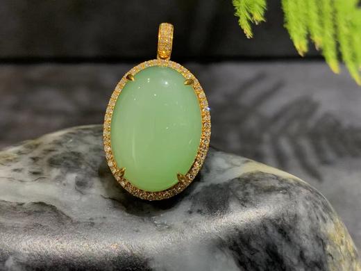 【御珠宫坊】新疆黑羊洞金镶碧玉吊坠 商品图4