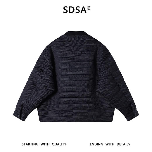 23886SDSA秋冬新款痞帅男装潮牌纯色肌理感设计拉链棒球领鹅绒服百搭 商品图5