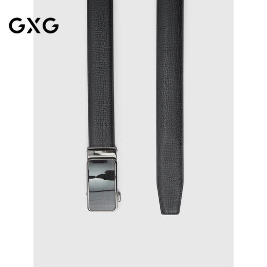 GXG通勤皮带商务男士自动扣方扣腰带真皮牛皮黑色裤带 商品图1