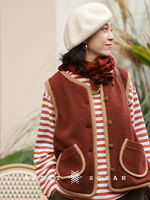 PETIT SCHAN小闪 CLO#960 Small Stove 小火炉 羊毛混纺马甲外套 商品图0