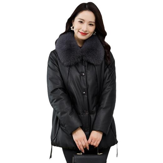 丁摩 海宁真皮羽绒服女中长款绵羊皮皮草狐狸毛领加厚外套3977 商品图4
