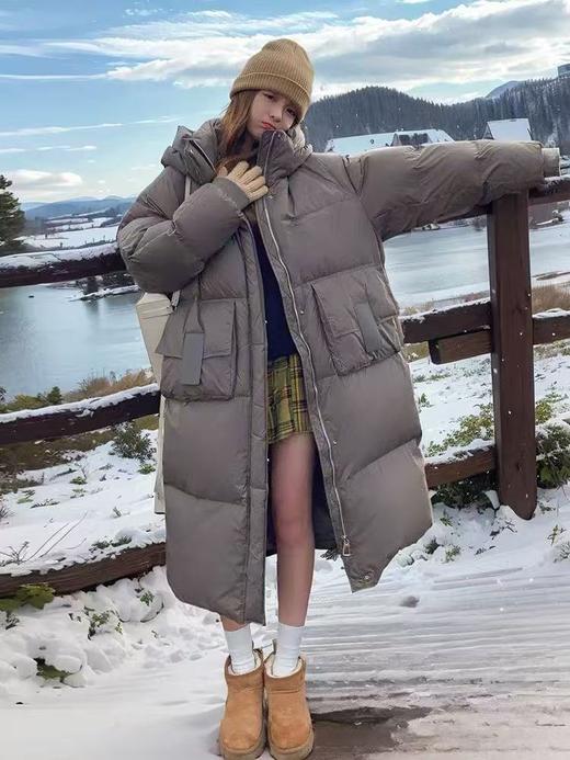 蓬松！！【羽绒服】605绒子含量90%  韩版爆款特调色宽松蓬松长款羽绒服喜出 商品图0