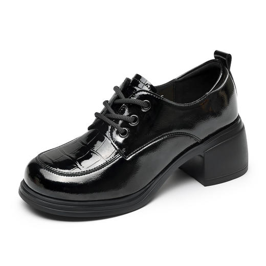 信诺时尚妈妈鞋女软底粗跟增高乐福鞋英伦风小皮鞋X5Q153-258 商品图3