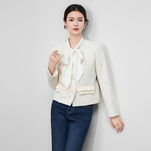 「高货wl」全新升级【铂金会员330/天猫439/差价109】(61342)(61342)洛诗琳轻奢重工钉珠外套2025秋冬法式名媛小香风短款外套wl61342 商品图0