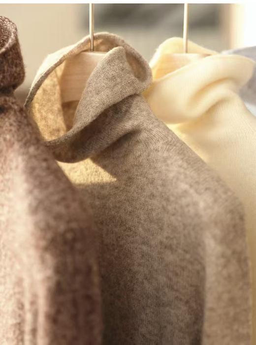 藏地软黄金13.5牦牛绒86.5绵羊毛无缝高领堆堆领打底衫毛衣 商品图4