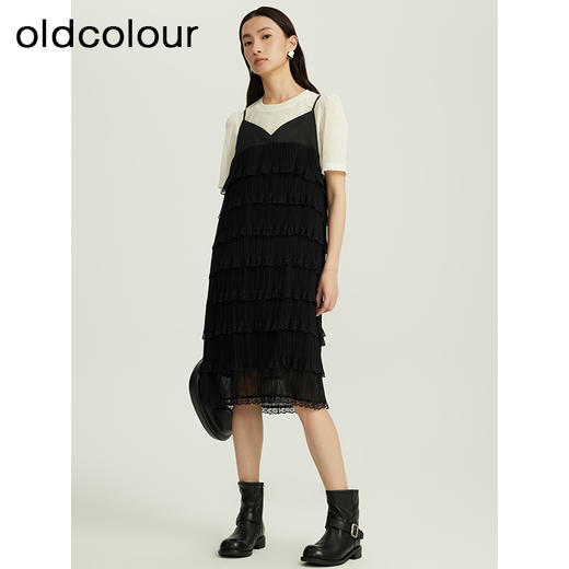 oldcolour夏季新品圆领黑白撞色时尚气质蛋糕裙套装女Q311005A1 商品图3