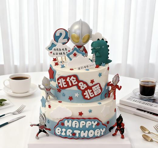 恐龙奥特曼咸蛋超人双层蛋糕-低糖处理无添加 商品图2