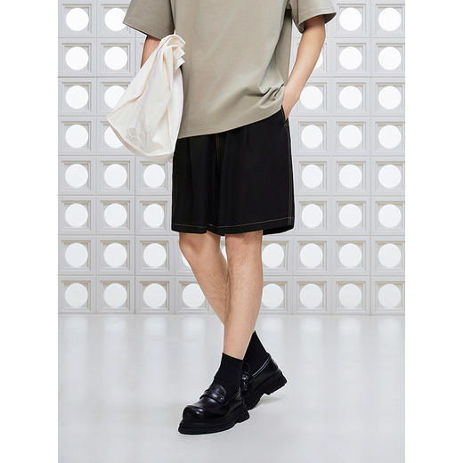 GXG男装 撞明线设计短裤通勤凉爽休闲裤舒适宽松裤 2025夏季新品 商品图3