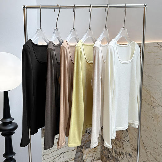 官网399！蕉家复古方领暖绒加厚绵羊毛打底衫修身显瘦可外穿保暖内搭上衣女 商品图4