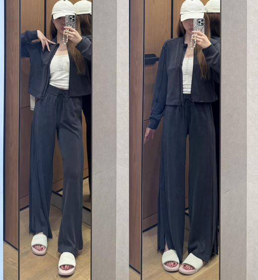 正品Lu家Contrast- Ribbed女士罗纹拼接阔腿裤050604 商品图7