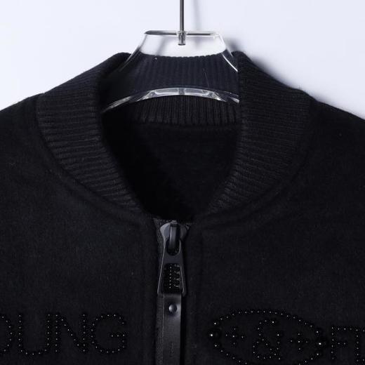 251229SDSA秋冬新款痞帅男装美式拼皮镶珠子字母设计棒球领羽绒服百搭 商品图2